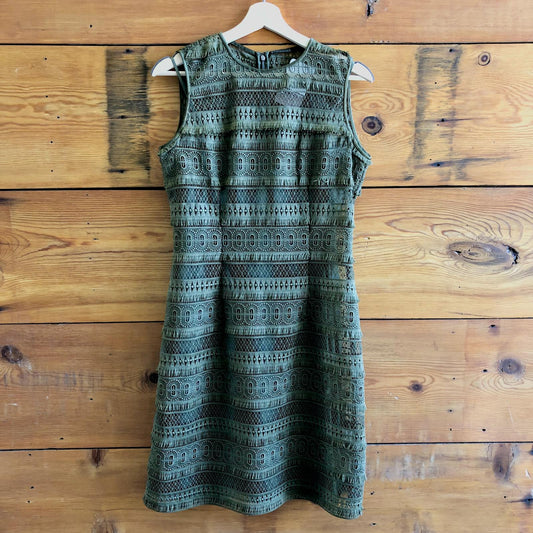 4 - Elie Tahari Thyme Green NEW $398 Renee Crochet Sleeveless Dress 1207JS