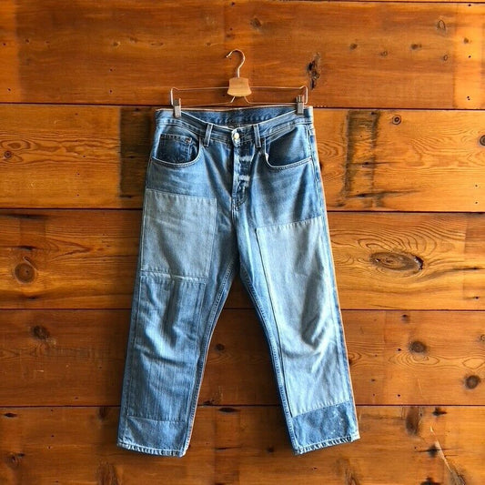 29 - B Sides Light Wash Two Tone Denim Button Fly Relaxed Jeans 0618ER