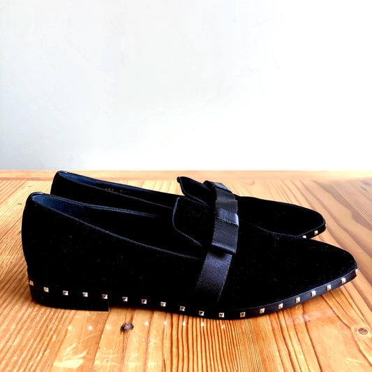 39 / 9 - Valentino $995 Black Velvet Rockstud Soul Stud Loafers Shoes NEW 0813CS