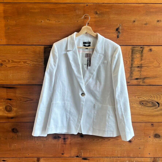 14 - J Crew $198 White Linen Blend Helena 2024 Blazer Jacket NEW 0816SF