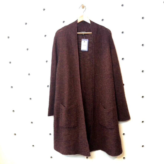 1X - Eileen Fisher Dark Red Brown NEW $428 Baby Alpaca Cardigan Sweater 0716MD