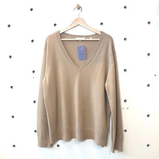 XL - Vince Light Brown V-Neck NEW $465 Cashmere Sweater 0716MD