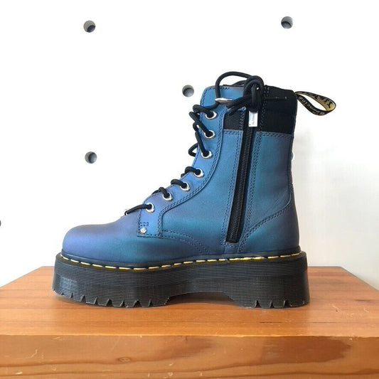 39 / 8 - Dr Martens Iridescent Jadon Deep Blue Pull Up Shift Boots w/ Box 0425SV