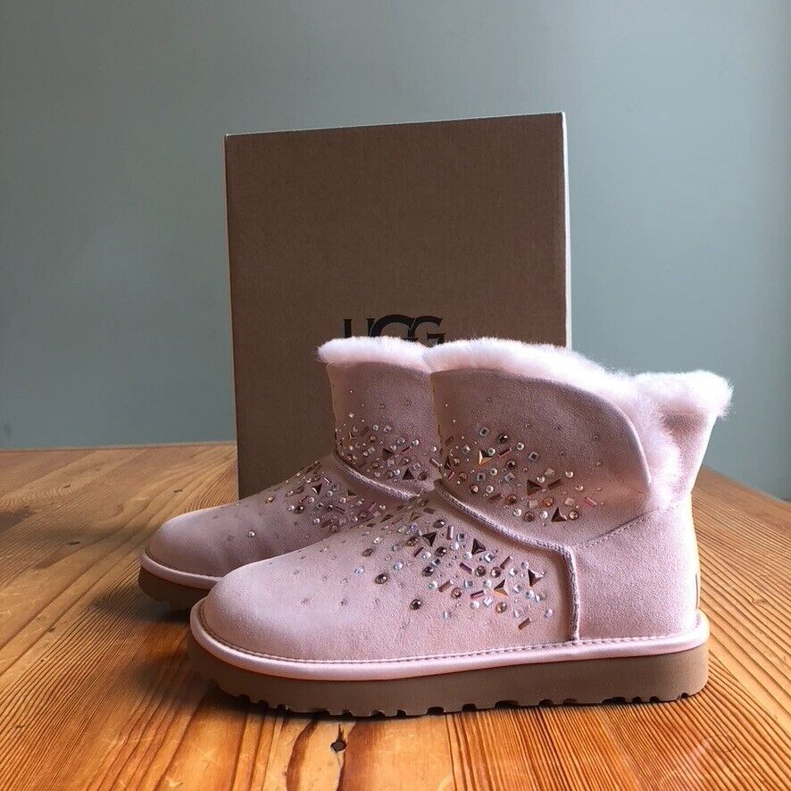 7 - UGG Pink Classic Galaxy Bling Mini Boots NEW w/ Box 0716MD