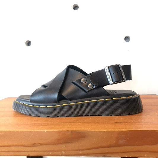 38 / 7 - Dr Martens Black Leather Zane Sling Back Shoes Sandals w/ Box 0425SV