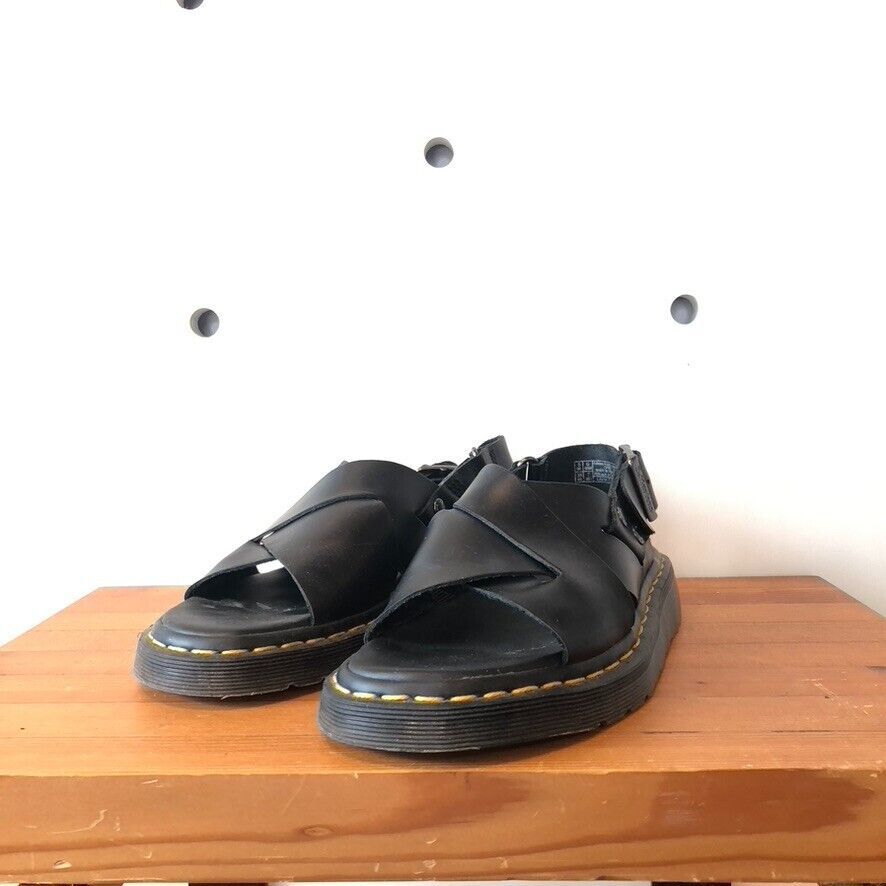 38 / 7 - Dr Martens Black Leather Zane Sling Back Shoes Sandals w/ Box 0425SV