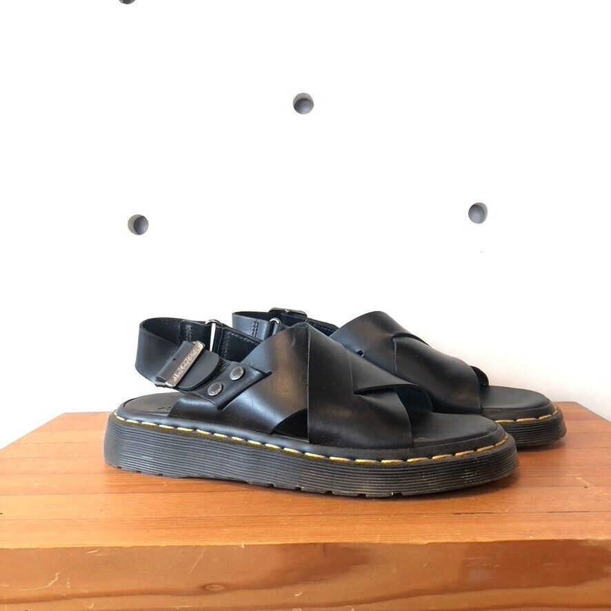 38 / 7 - Dr Martens Black Leather Zane Sling Back Shoes Sandals w/ Box 0425SV