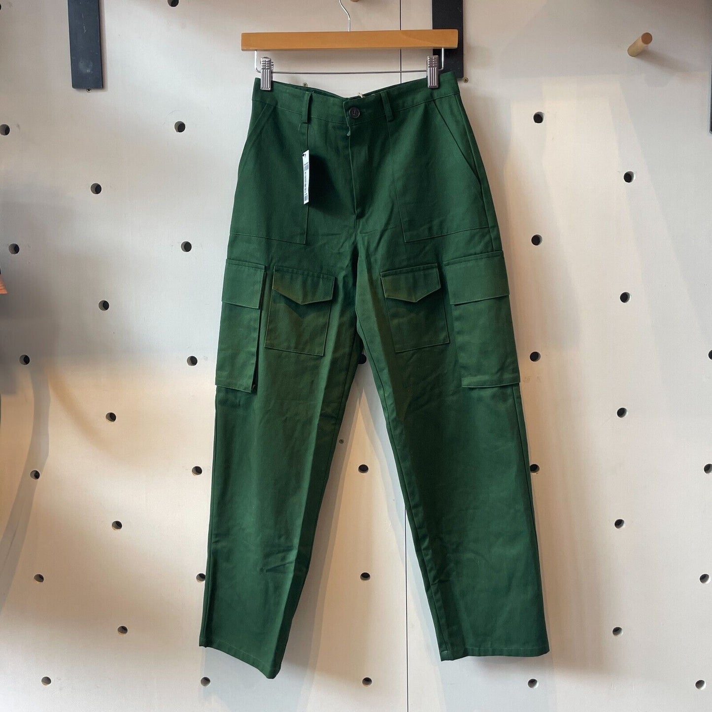 S - The Frankie Shop Forest Green NEW $250 Carrie Twill Cargo Pants 0917HB