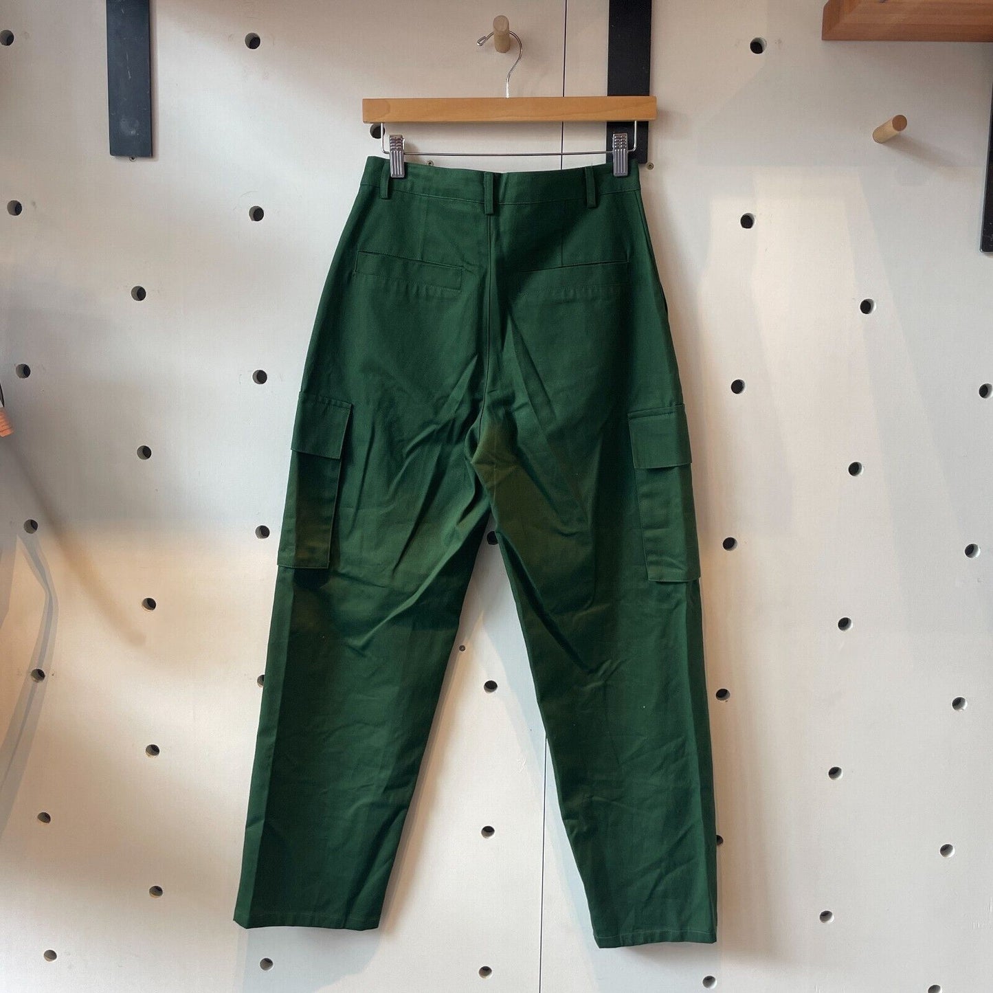 S - The Frankie Shop Forest Green NEW $250 Carrie Twill Cargo Pants 0917HB