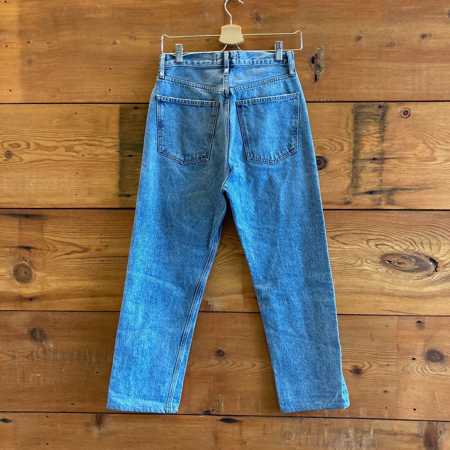 25 - AGOLDE Light Wash 90's High Rise Waist Straight Leg Button Fly Jeans 0425GN