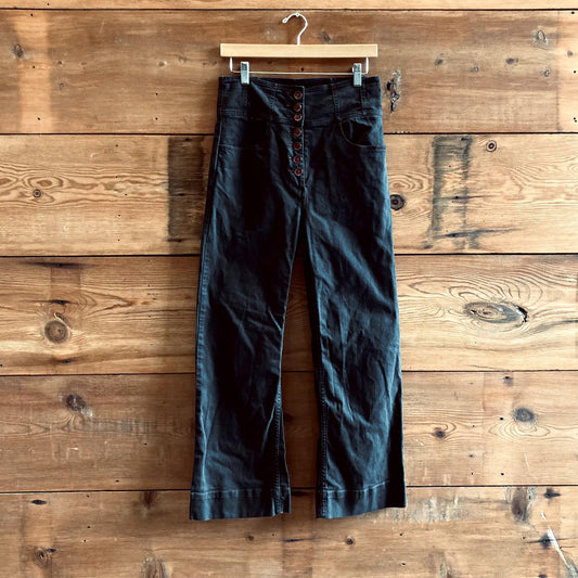 8 - Ulla Johnson Dark Denim Button Fly Wide Leg High Waisted Jeans Pants 1022SW