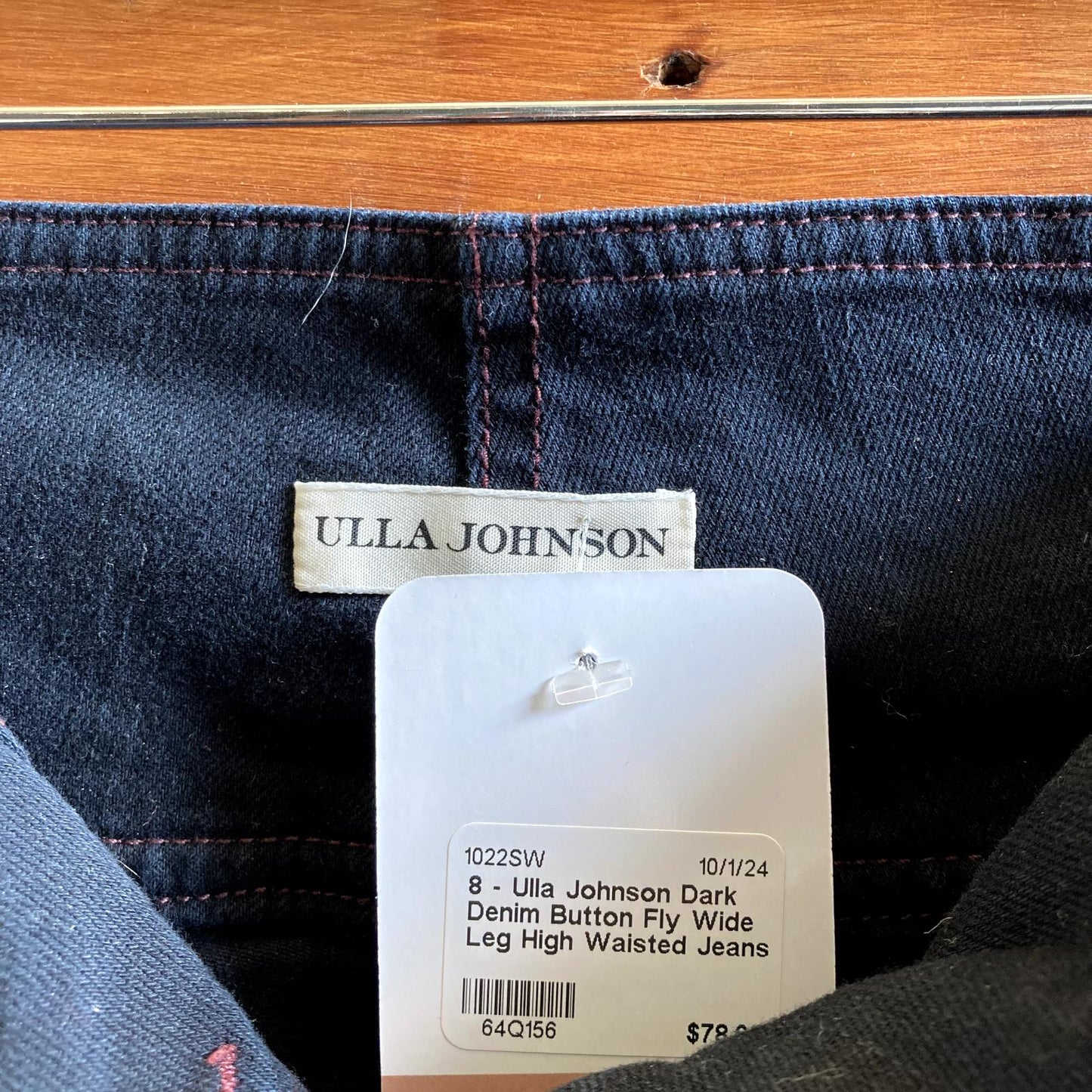 8 - Ulla Johnson Dark Denim Button Fly Wide Leg High Waisted Jeans Pants 1022SW