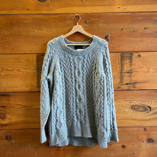 M - Nili Lotan Gray Cableknit Pullover 100% Cashmere Oversize Sweater 0721DK