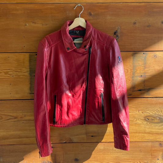 10 - Mauritius Red Soft Lamb Leather Dalina RF Womens Moto Jacket 0615CO