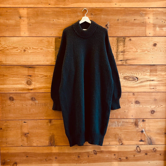 O/S - Babaa Made in Spain Black Wool no15 Mock Neck Sweater Dress 0804MS