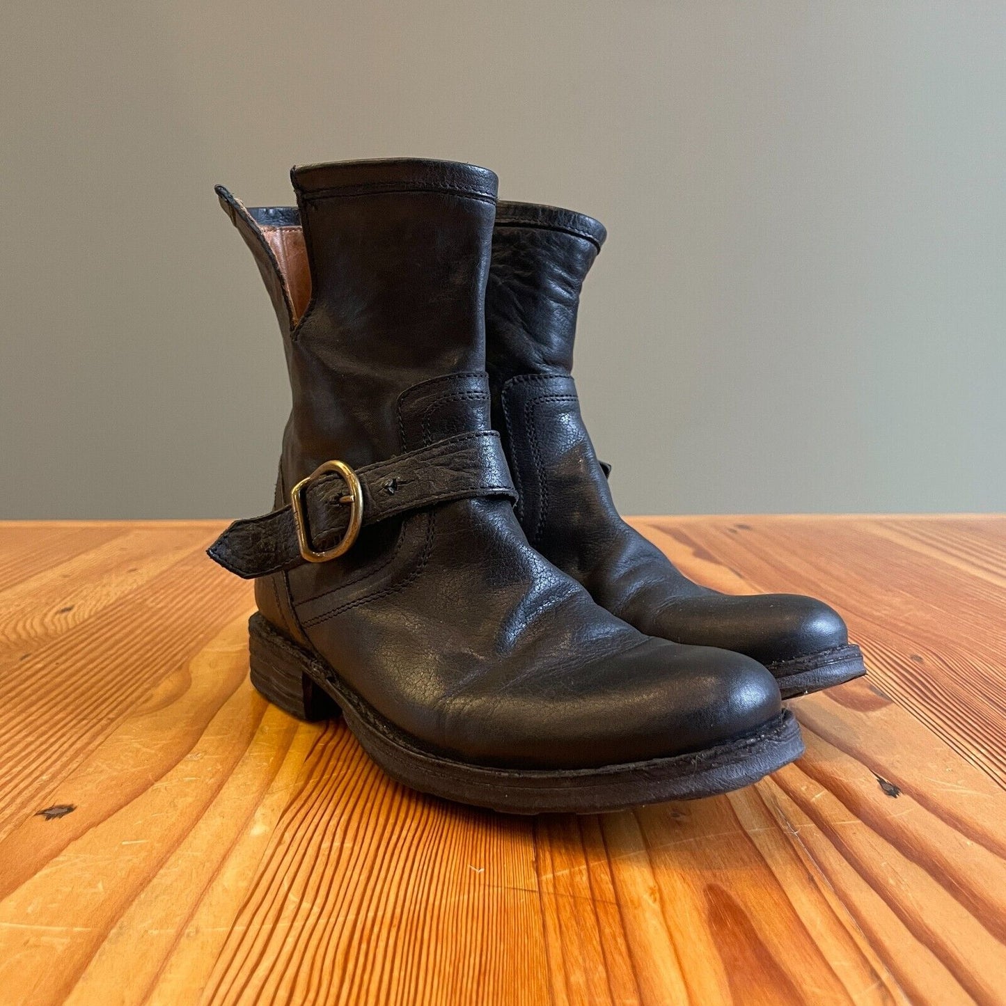 36 / 6 - Fiorentini + Baker Black Leather Buckle Moto Calf Boots 1123NW