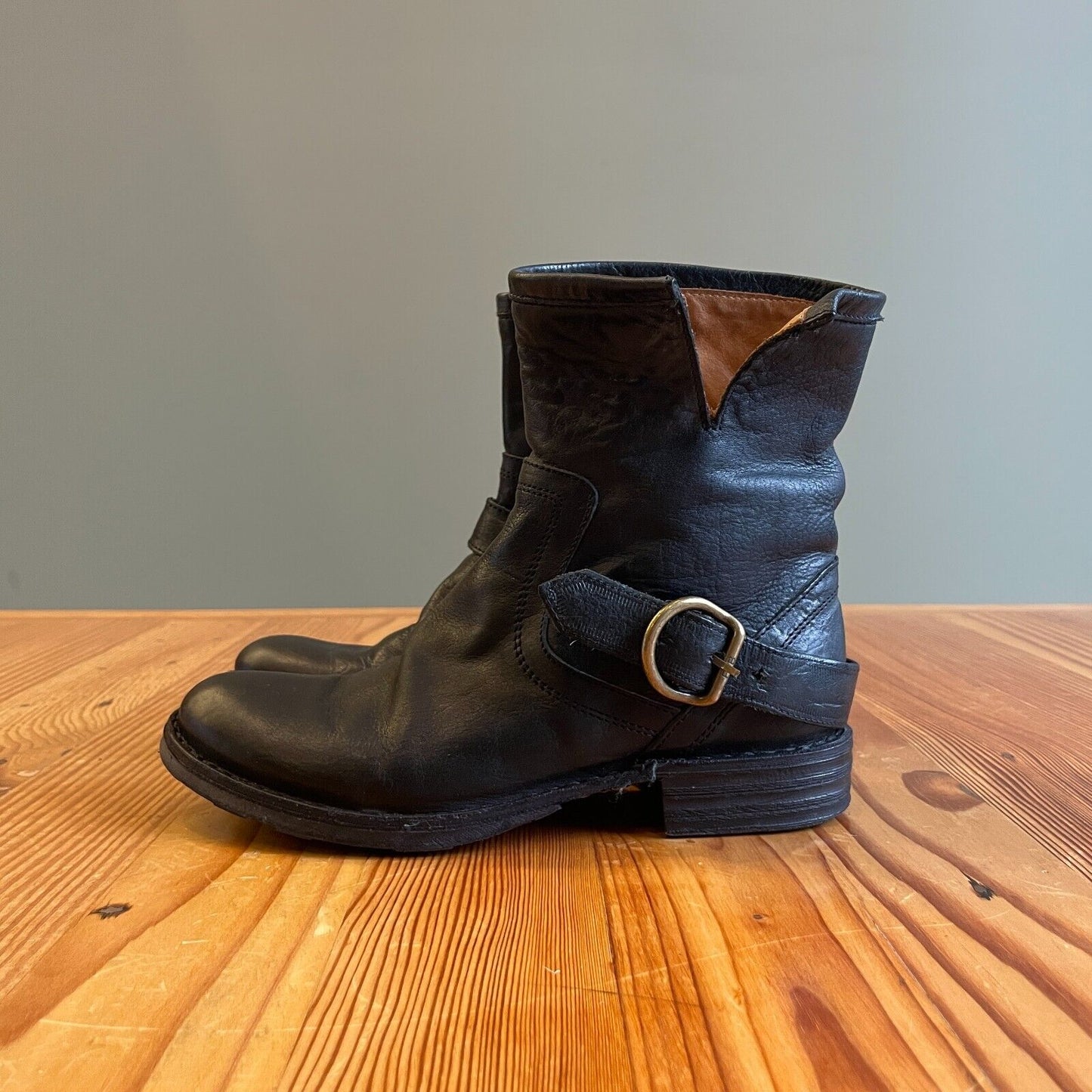 36 / 6 - Fiorentini + Baker Black Leather Buckle Moto Calf Boots 1123NW