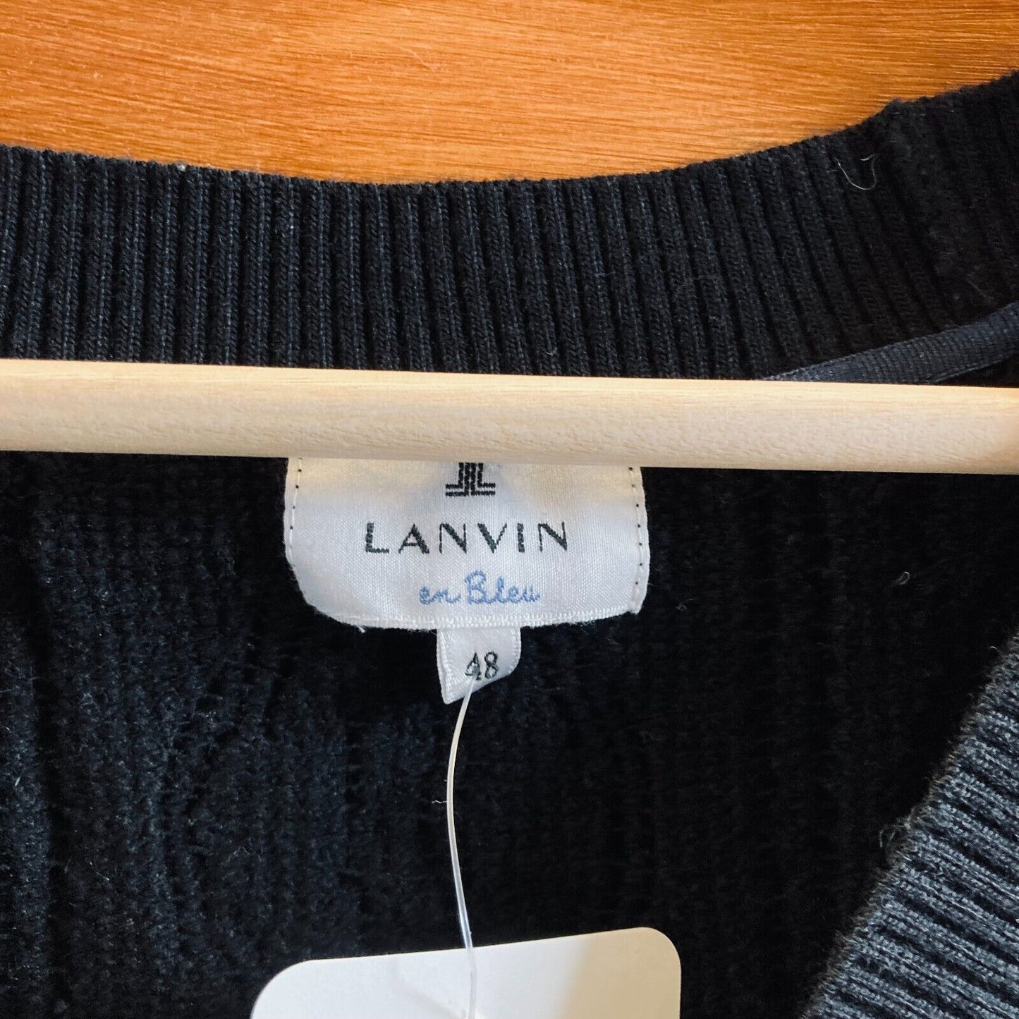 48 / M - Lanvin en Bleu Black Gray Striped & Cable Knit Cardigan Sweater 0827JB