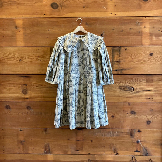 12 - Sindiso Khumalo Net Sustain Tan Printed Ruffled 3/4 Sleeve Dress 0703TC