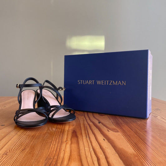 36.5 / 6.5 - Stuart Weitzman Black Starla Strappy Sandals NEW w/ Box 0916VB