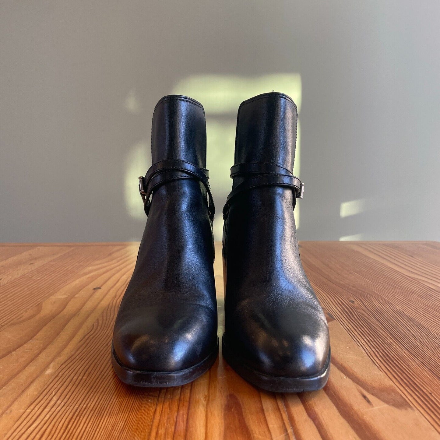 36.5 / 6.5 - Rag & Bone Black Leather Hazel Buckle Stacked Heel Boots 0916VB