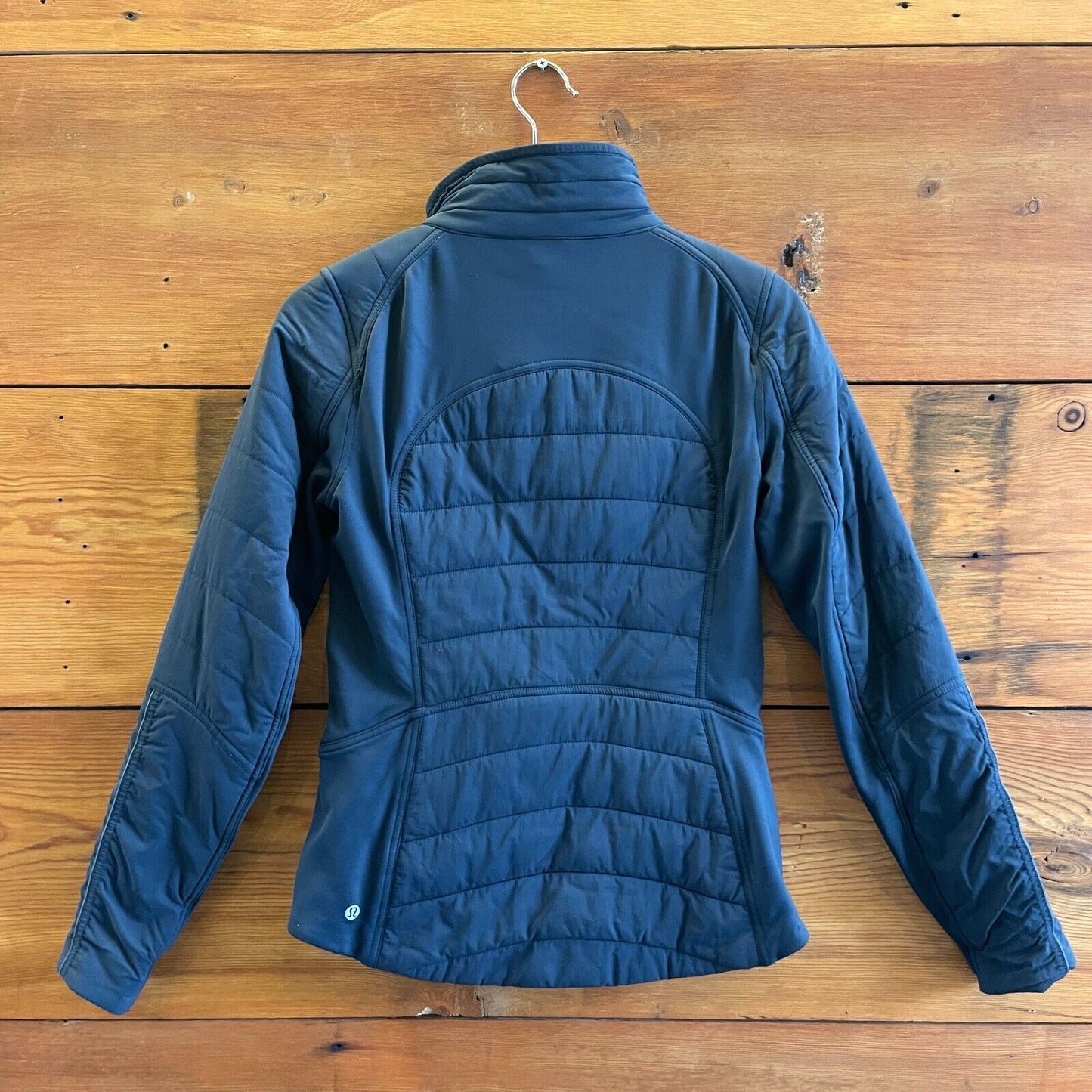 4 - Lululemon Navy Blue Quilted Zip Up Extra Mile Fitted Jacket Coat 0703SC