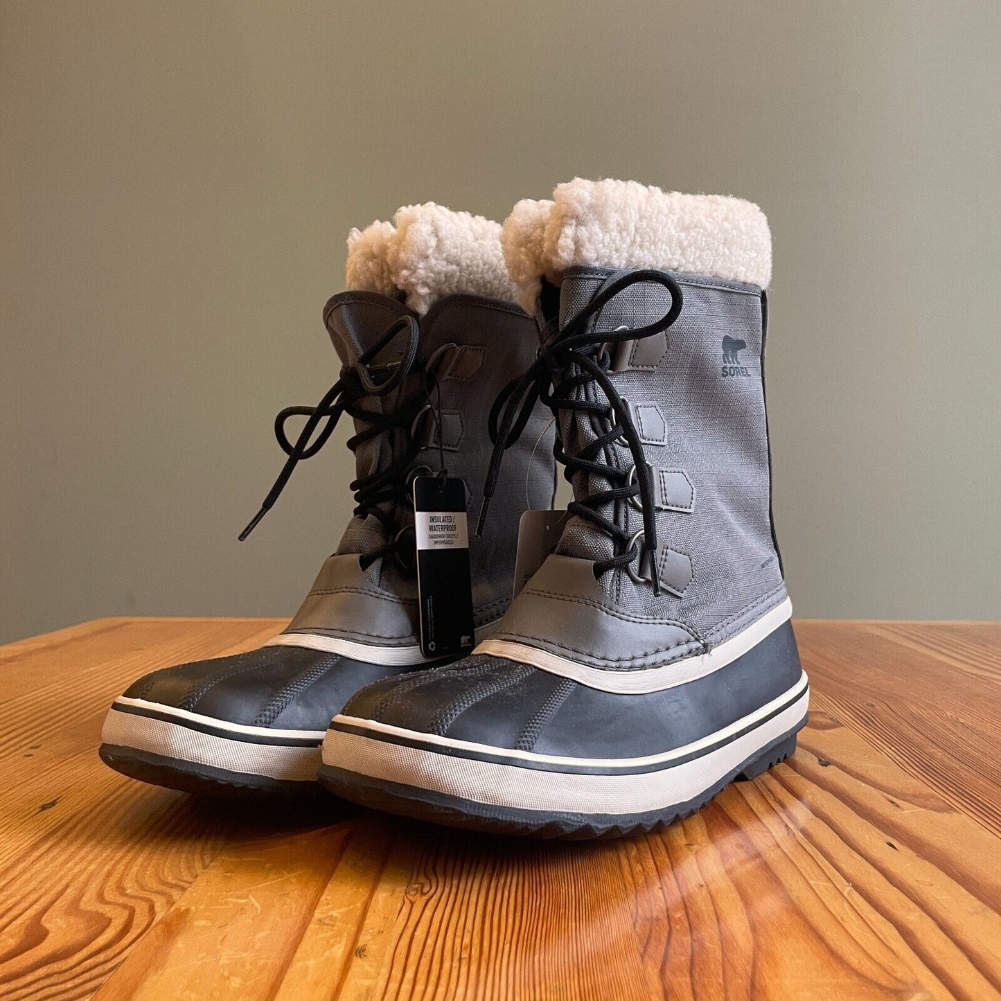 10.5 - SOREL Gray Winter Carnival Womens Waterproof Boots NEW w/ Box 0817AS