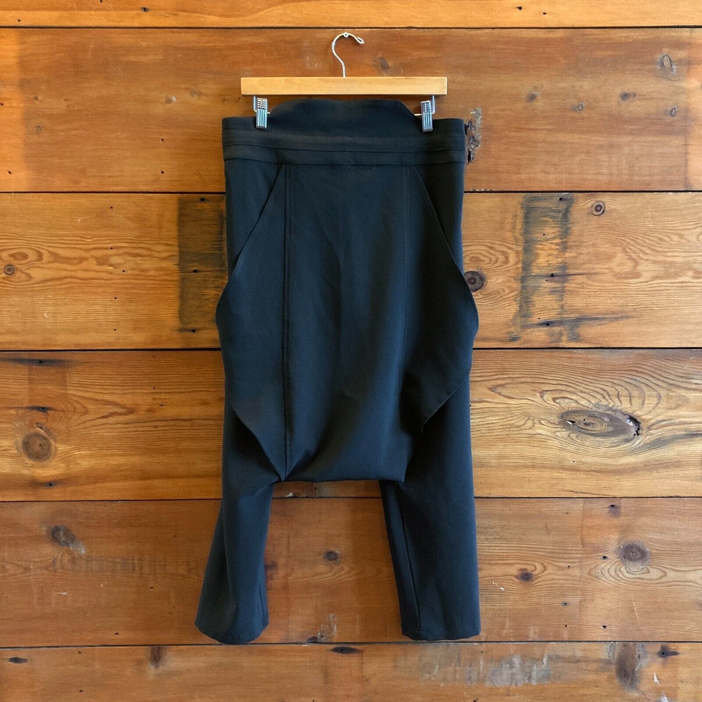 S - Carla Fernandez $320 Black Unique Drop Crotch Tie Waist Pants 1117KW