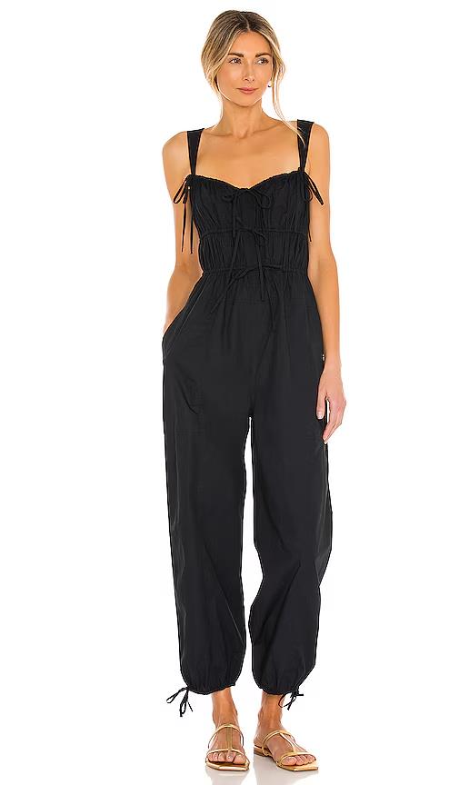 8 - Ulla Johnson $425 Black Sleeveless Smocked Tatum Cotton Jumpsuit 0412AP