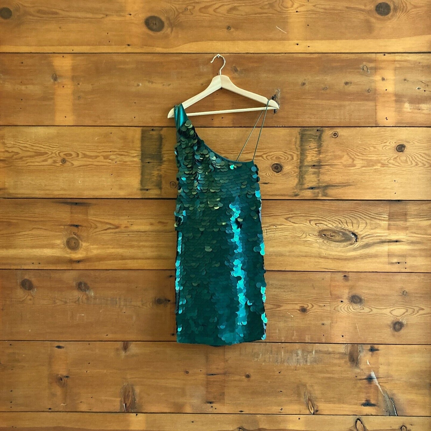 M - Maeve Anthropologie Green Sequin NEW $198 One Shoulder Party Dress 1026KS