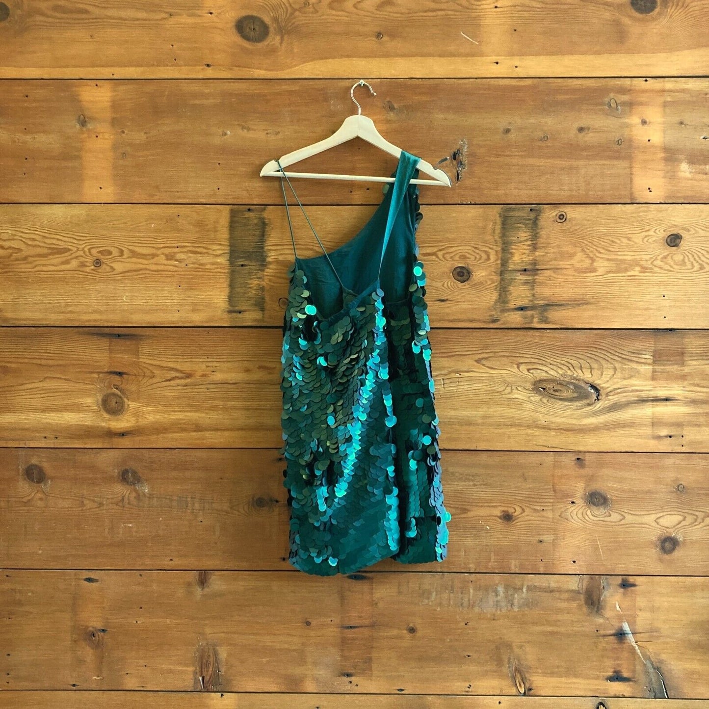 M - Maeve Anthropologie Green Sequin NEW $198 One Shoulder Party Dress 1026KS