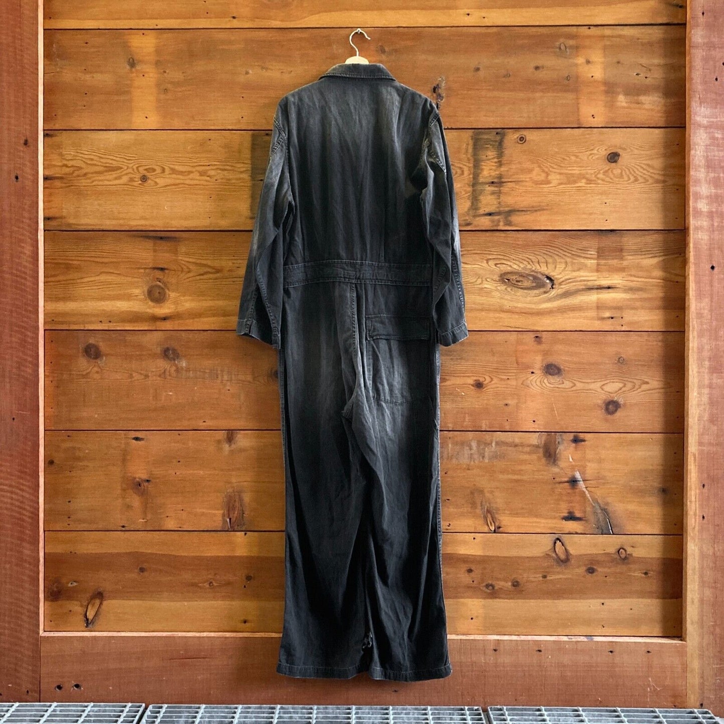 L - Nili Lotan $725 Black Denim Aria Tie Waist Long Sleeve Jumpsuit 0129TG