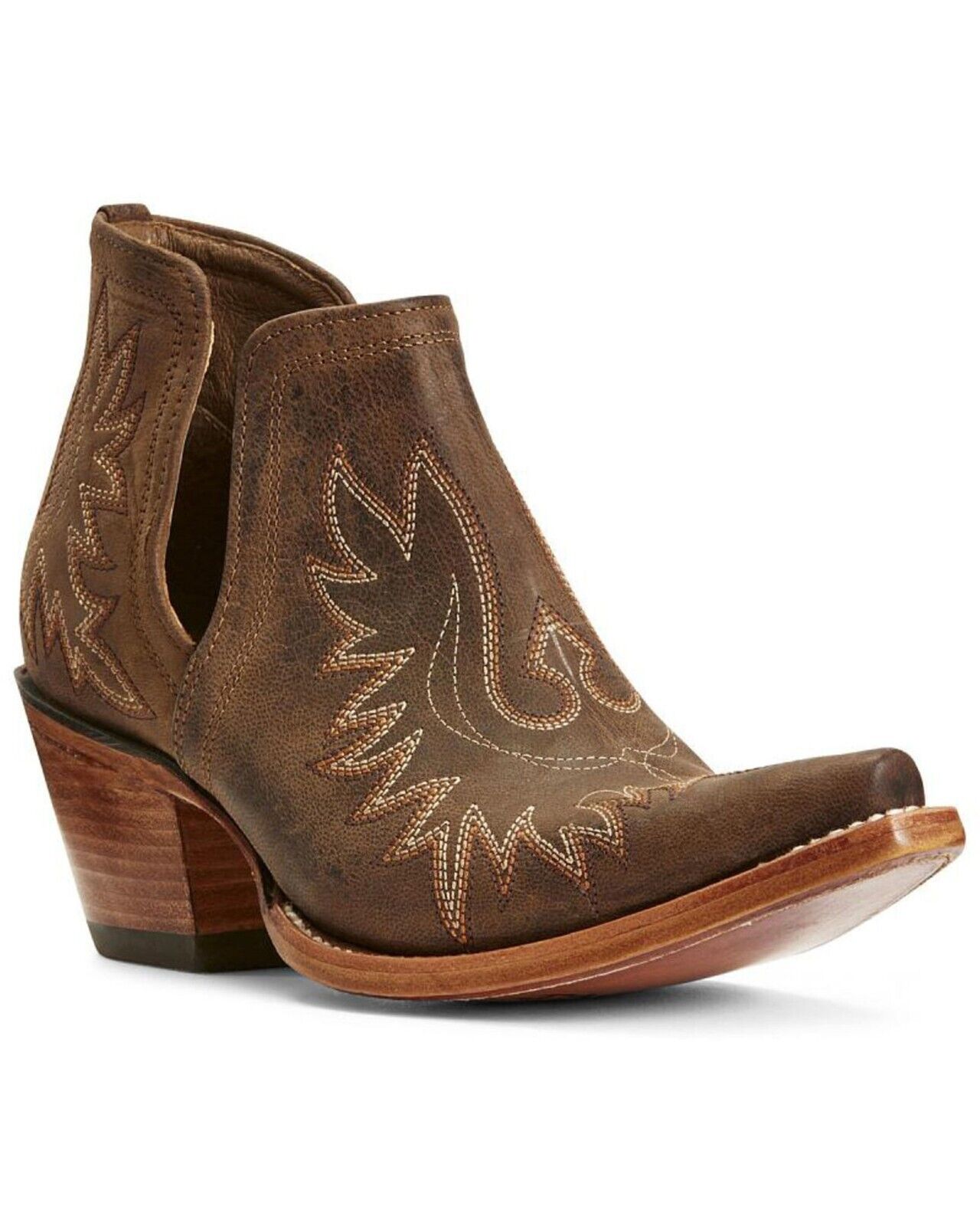 8 - Ariat $200 Brown Leather Embroidered Ankle Dixon Western Boots NEW 1211AR