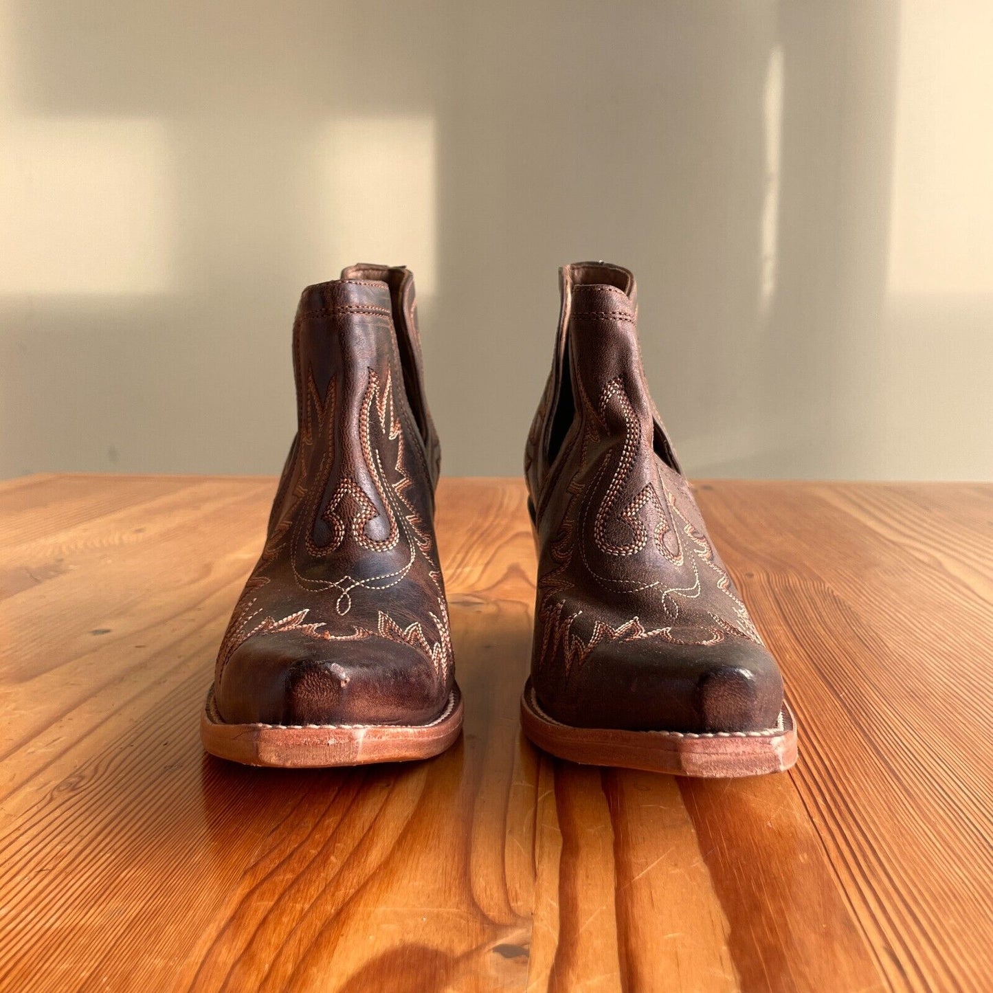 8 - Ariat $200 Brown Leather Embroidered Ankle Dixon Western Boots NEW 1211AR