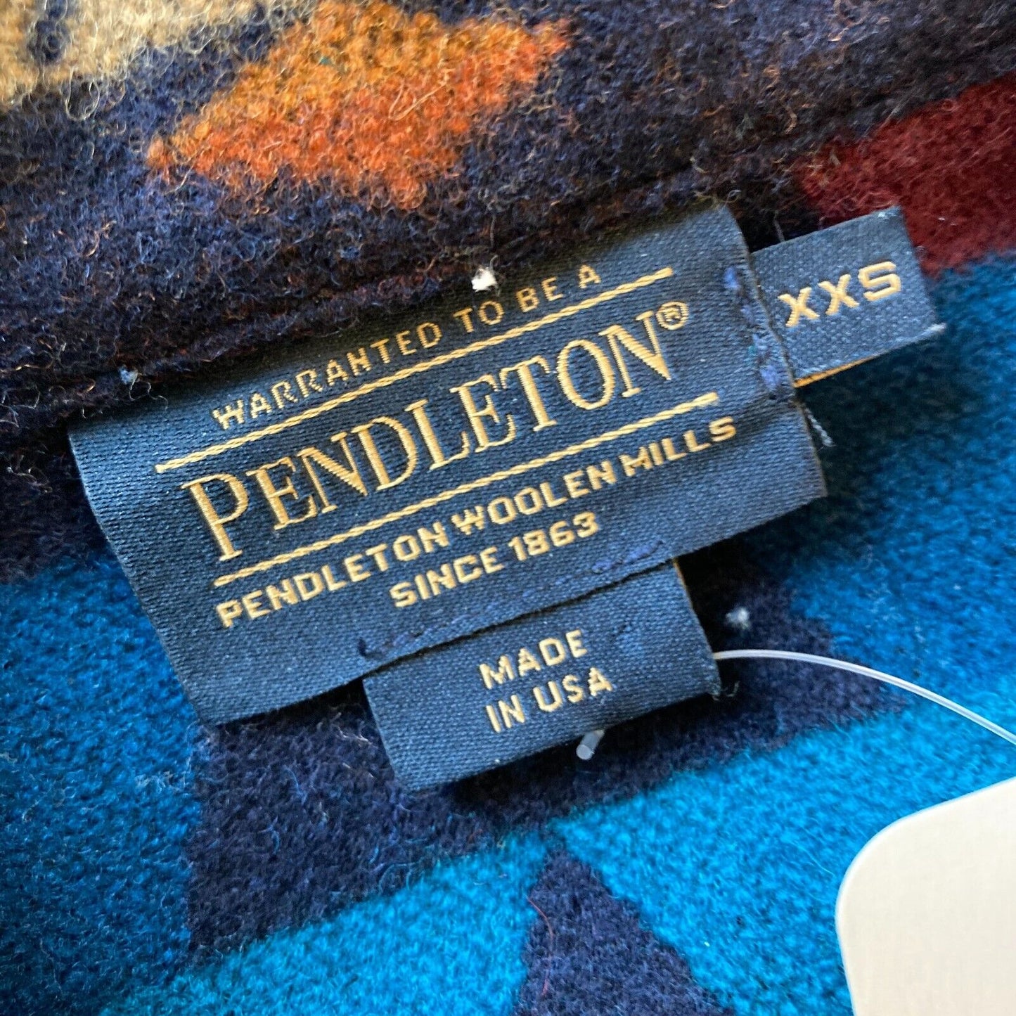 XXS - Pendleton Navy Blue Wool Saddle Mountain Womens Blanket Coat 0312IG