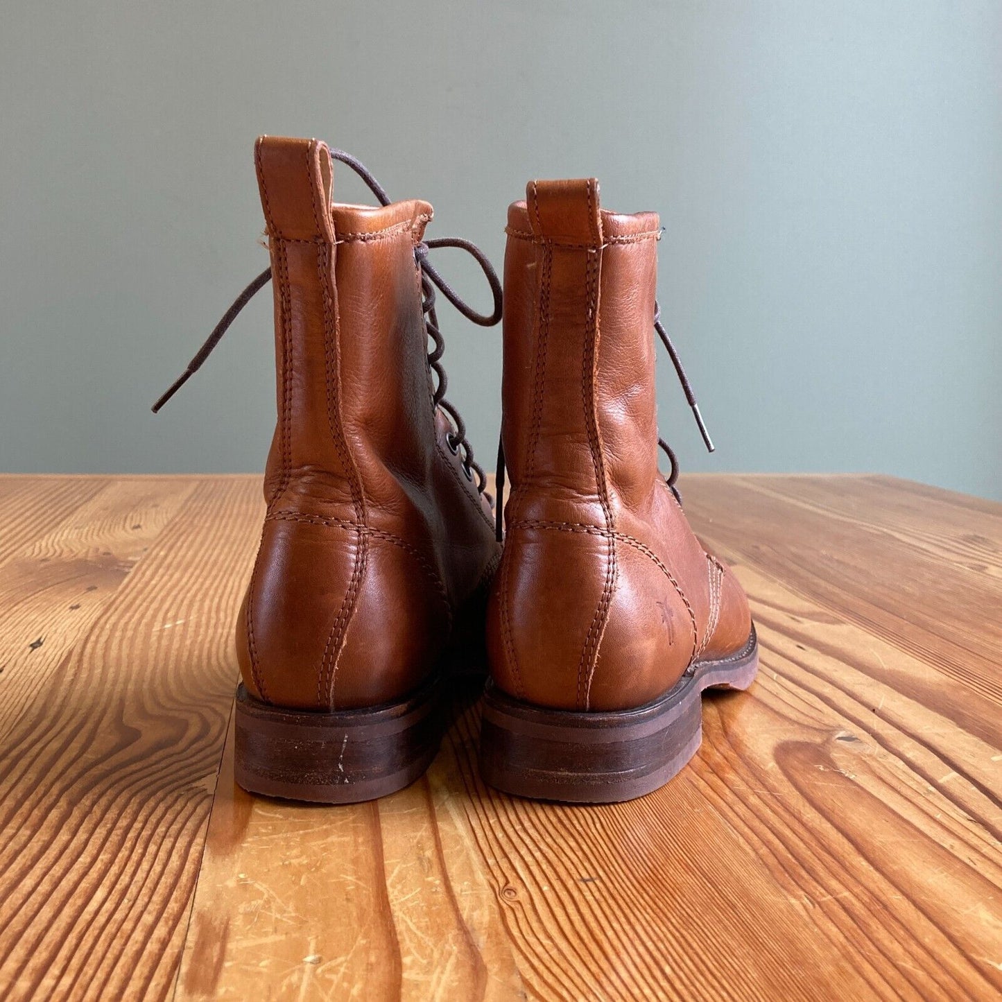 7.5 - Frye Caramel Brown Veronica Lace-Up Womens Combat Boots 0223LA