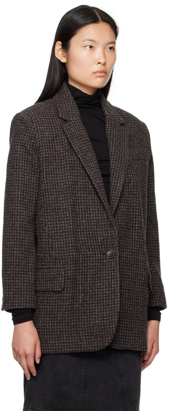 38 / M -  Isabel Marant Etoile Brown Wool Tweed $825 Cikaito Blazer 4427SC