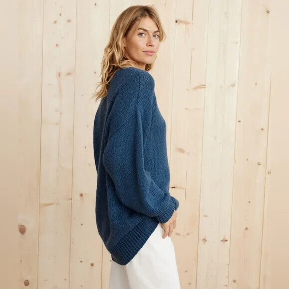 S - Jenni Kayne Blue Cotton Tunic Crewneck Oversized Sweater 4427SC