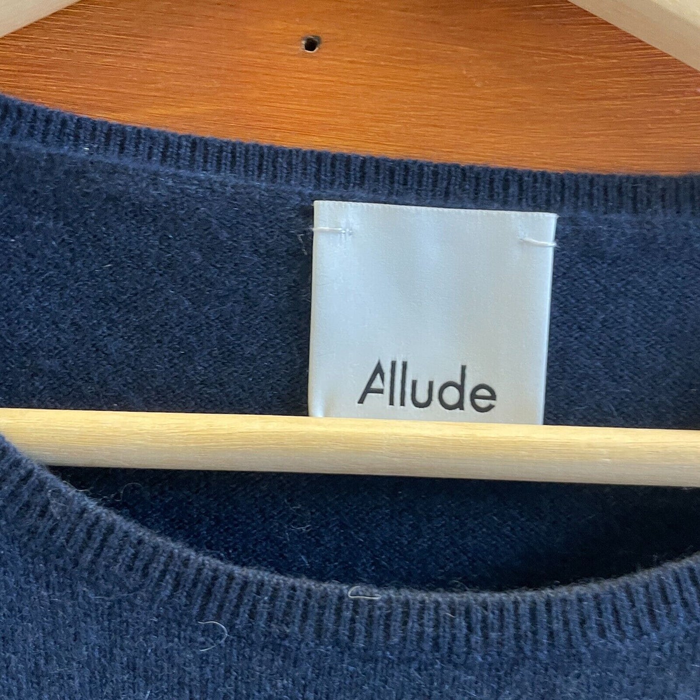 L - Allude Navy Blue 100% Cashmere $400 Crew Neck Womens Sweater 4427SC