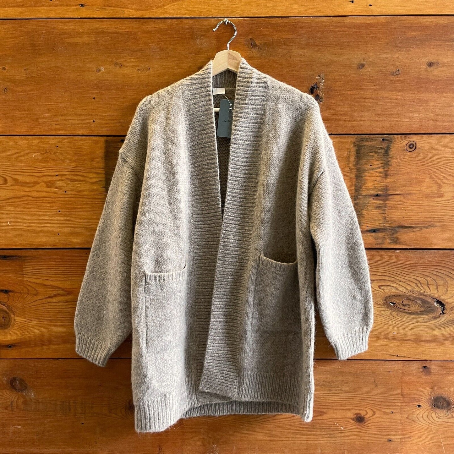 36 / S - C.T. Plage Beige $386 Alpaca Wool Cardigan Open Front Sweater 4427SC