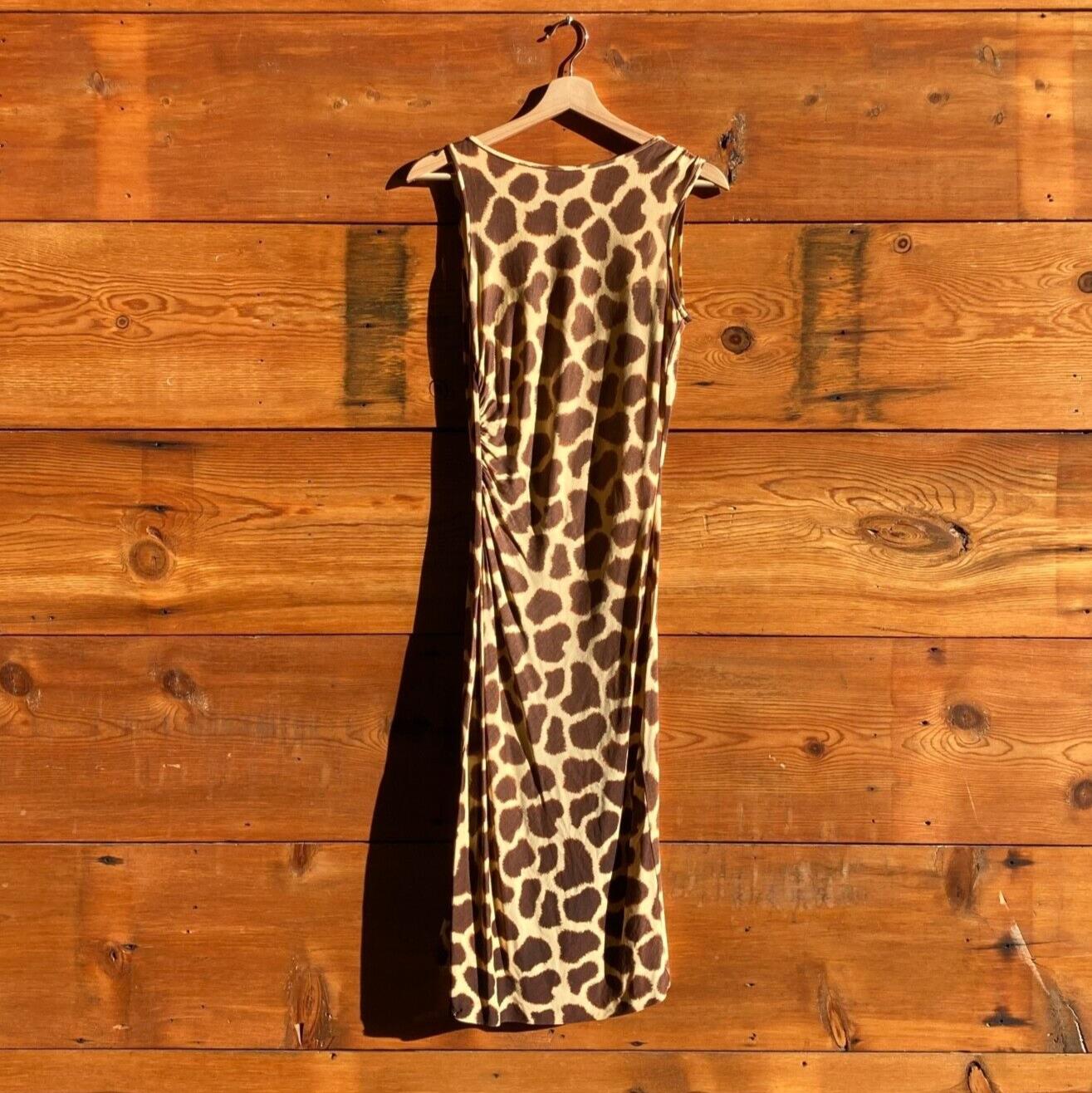 Diane von Furstenberg Sleeveless Vintage Silk Giraffe Pattern Midi Dress 0620ME