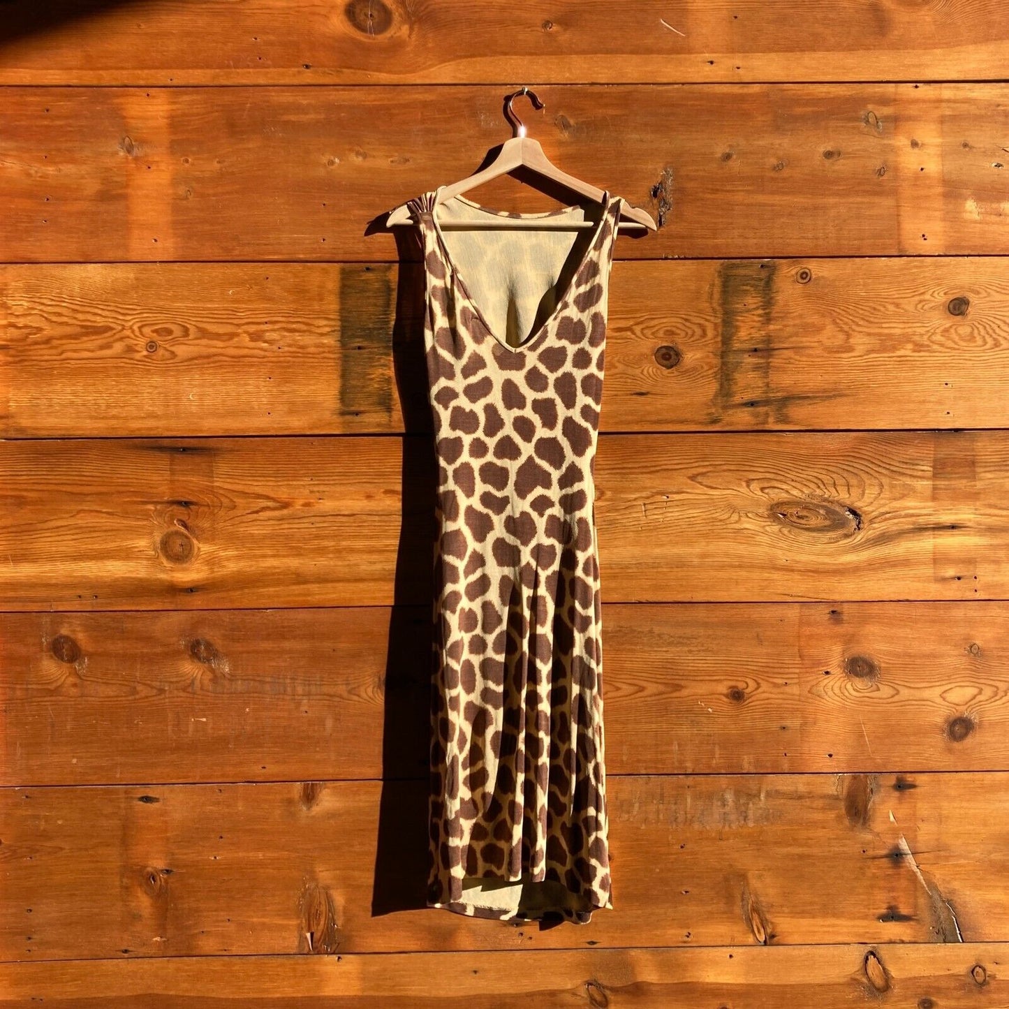 Diane von Furstenberg Sleeveless Vintage Silk Giraffe Pattern Midi Dress 0620ME