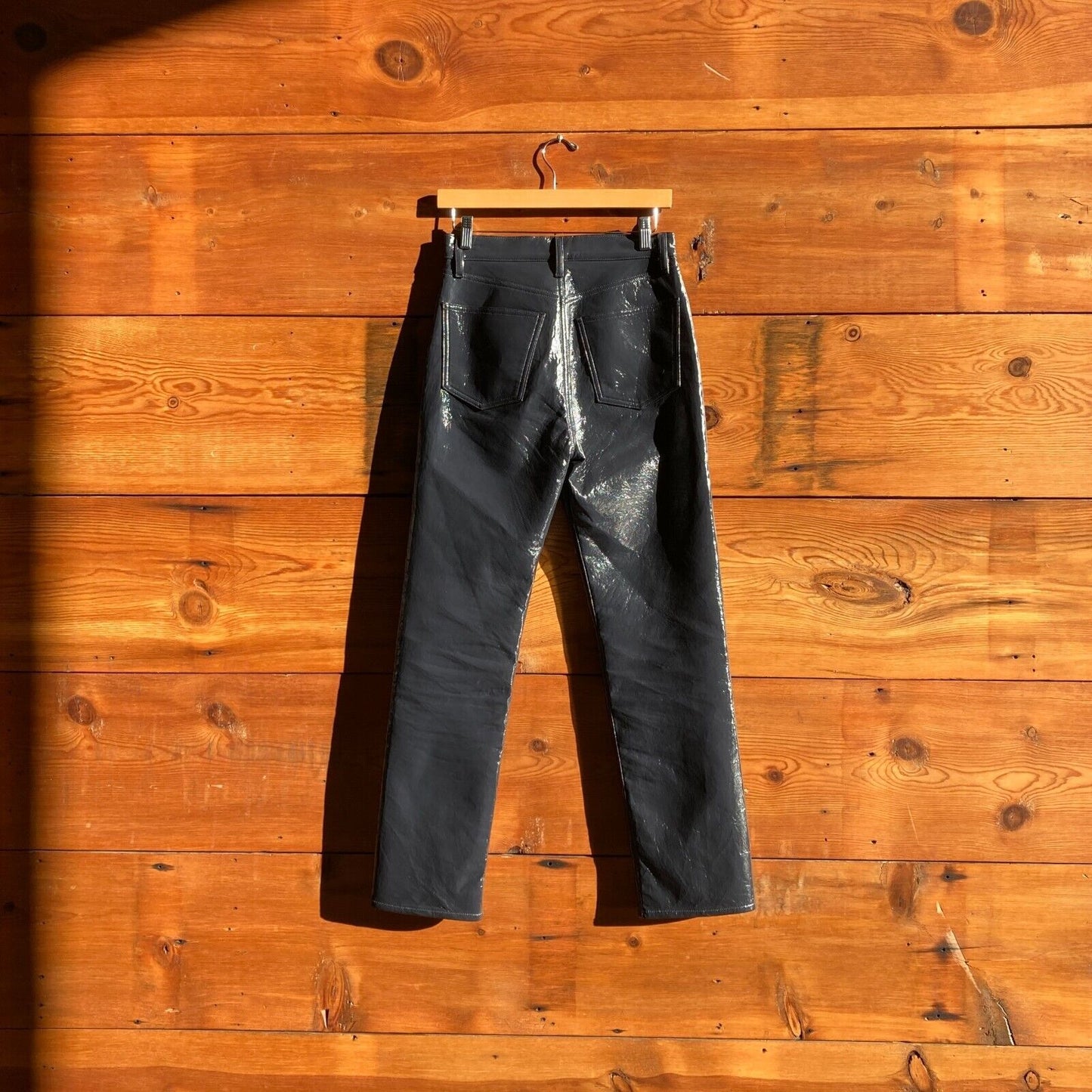 25 - AGOLDE $449 Navy Blue Recycled Leather 90's Pinch Pants 1030SF