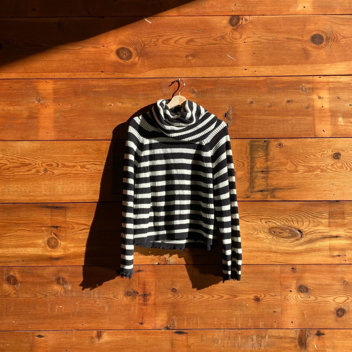 XS - RtA  Black & White Alexis Striped Knit Turtleneck Sweater 0727SO