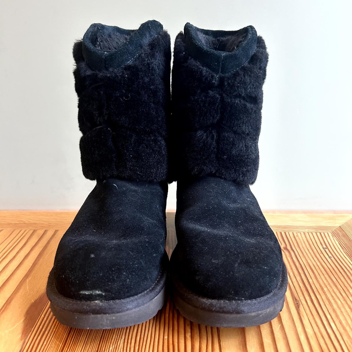 7 - Ugg Black Tania Suede Sheepskin Shearling Midcalf Winter Boots 0209SB