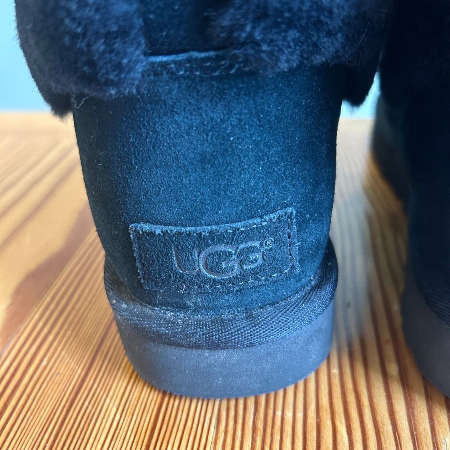 7 - Ugg Black Tania Suede Sheepskin Shearling Midcalf Winter Boots 0209SB