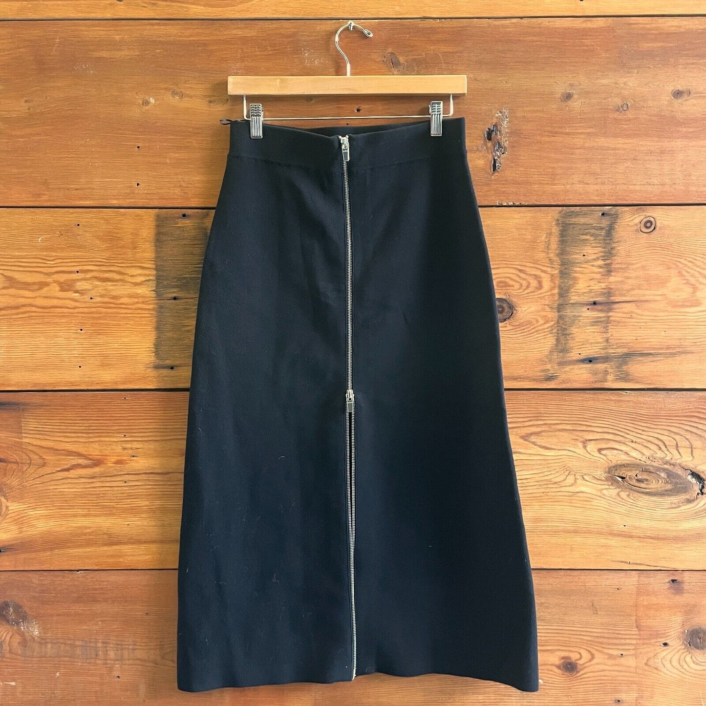 M - A.L.C. Black Knit Front Zip Natalia Midi Length Pencil Skirt 1011SC