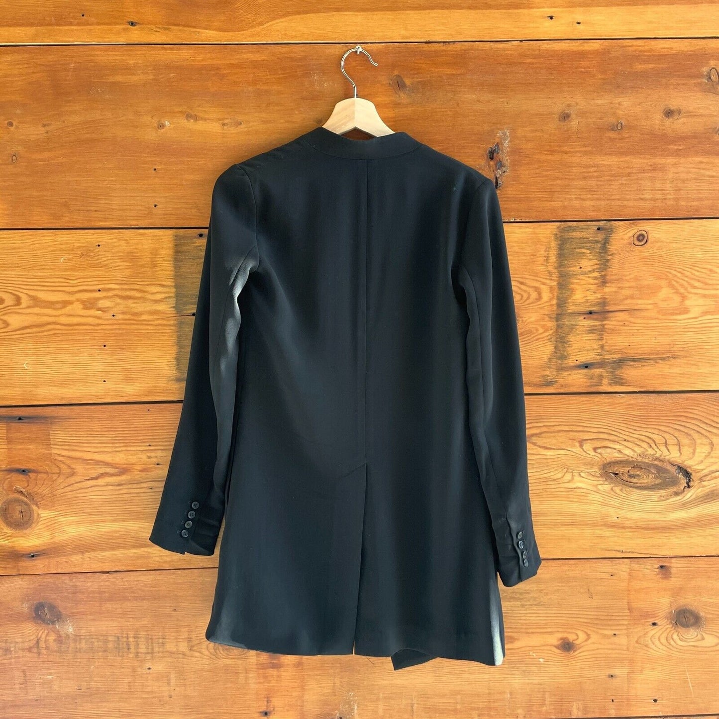 00 / XS - THEORY Black Open Front Winola Admiral Crepe Blazer Jacket 1030SF