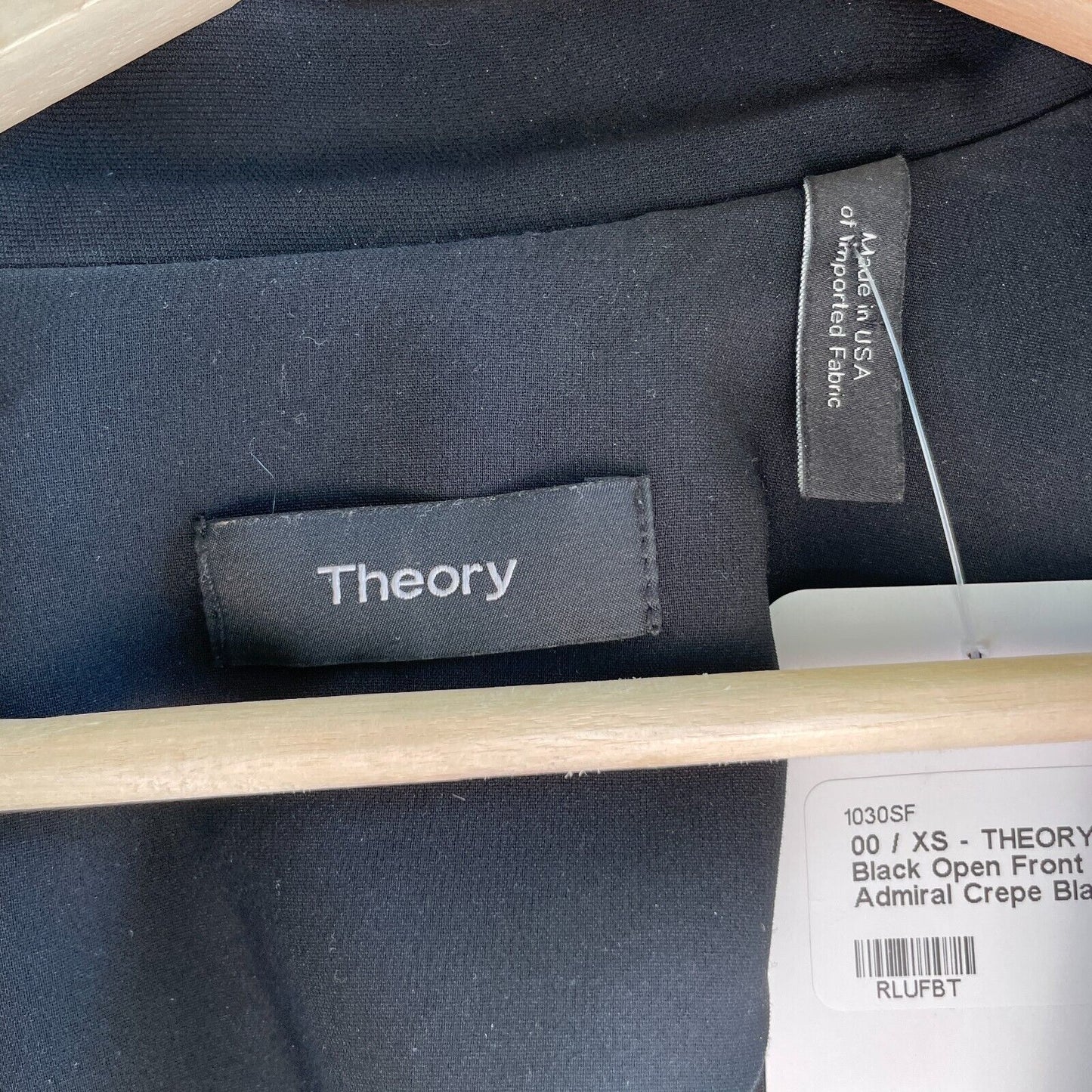 00 / XS - THEORY Black Open Front Winola Admiral Crepe Blazer Jacket 1030SF