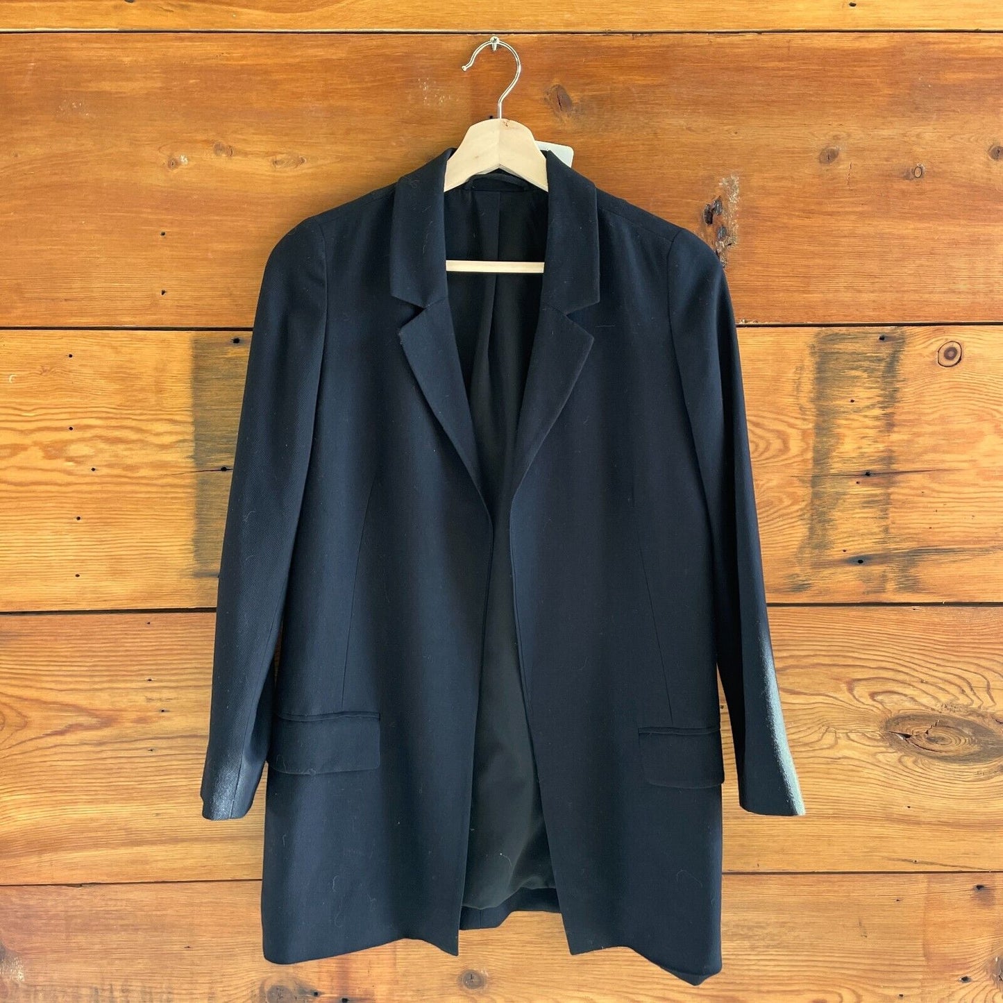 0 / XS - AllSaints Black Open Front $229 Aleida Minimalist Blazer Jacket 1030SF